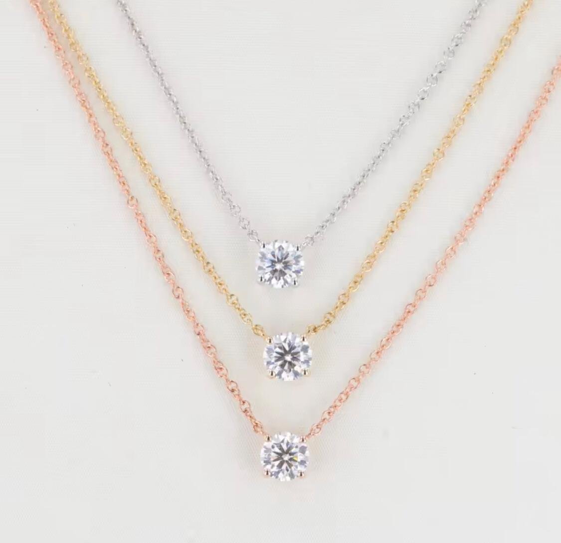 3 Real Solid Charm Necklace Pendant for Women