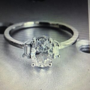 Oval Lab Diamond Centre Stone with Baguettes Either Side