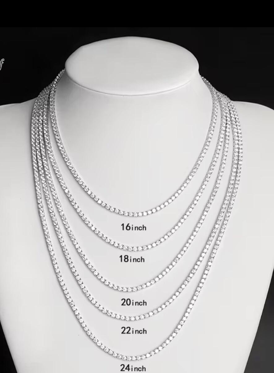 Beautiful Tennis Chain 14k White Gold - Image 5