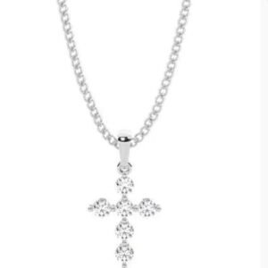 White Gold Cross With Lab Diamonds