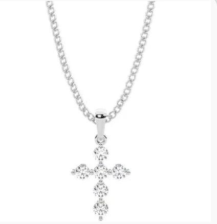 White Gold Cross With Lab Diamonds