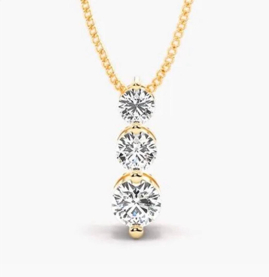 Three Stone Pendant 0.50ctw In 14k